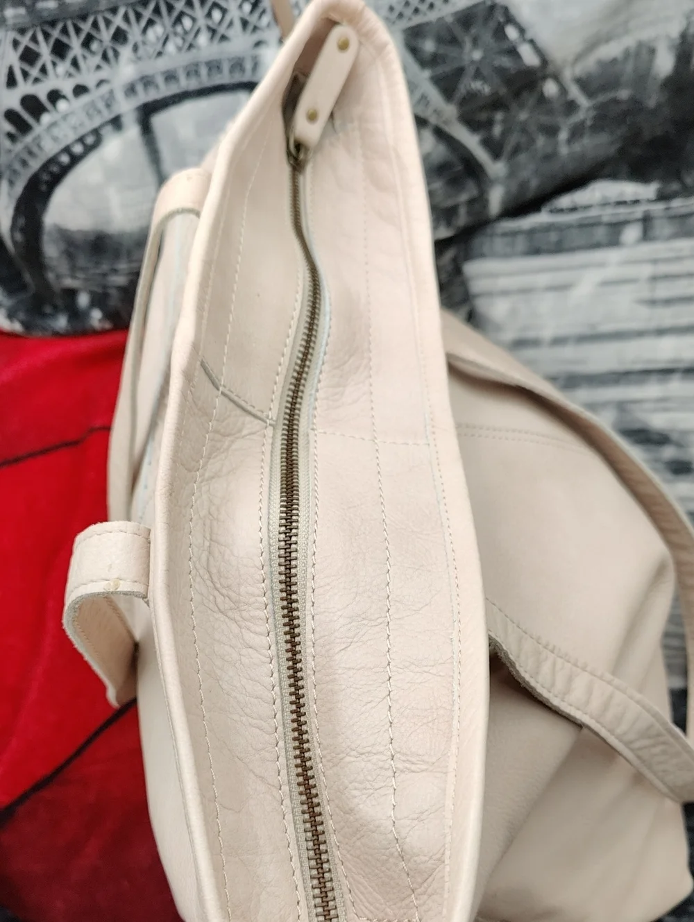 Large Leather Tote Cream